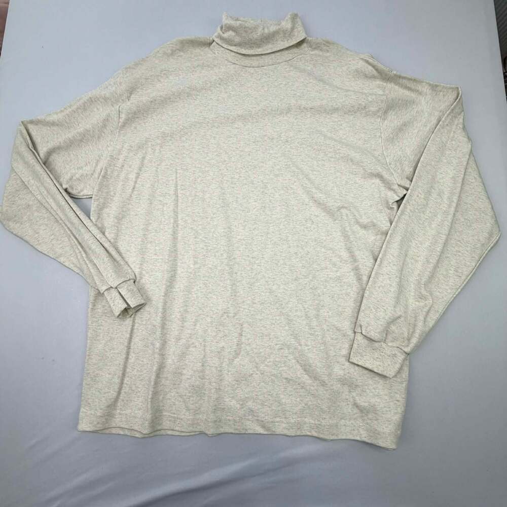 Vintage Honors Men's XL Beige Heather Cotton Turtleneck Long Sleeve Shirt